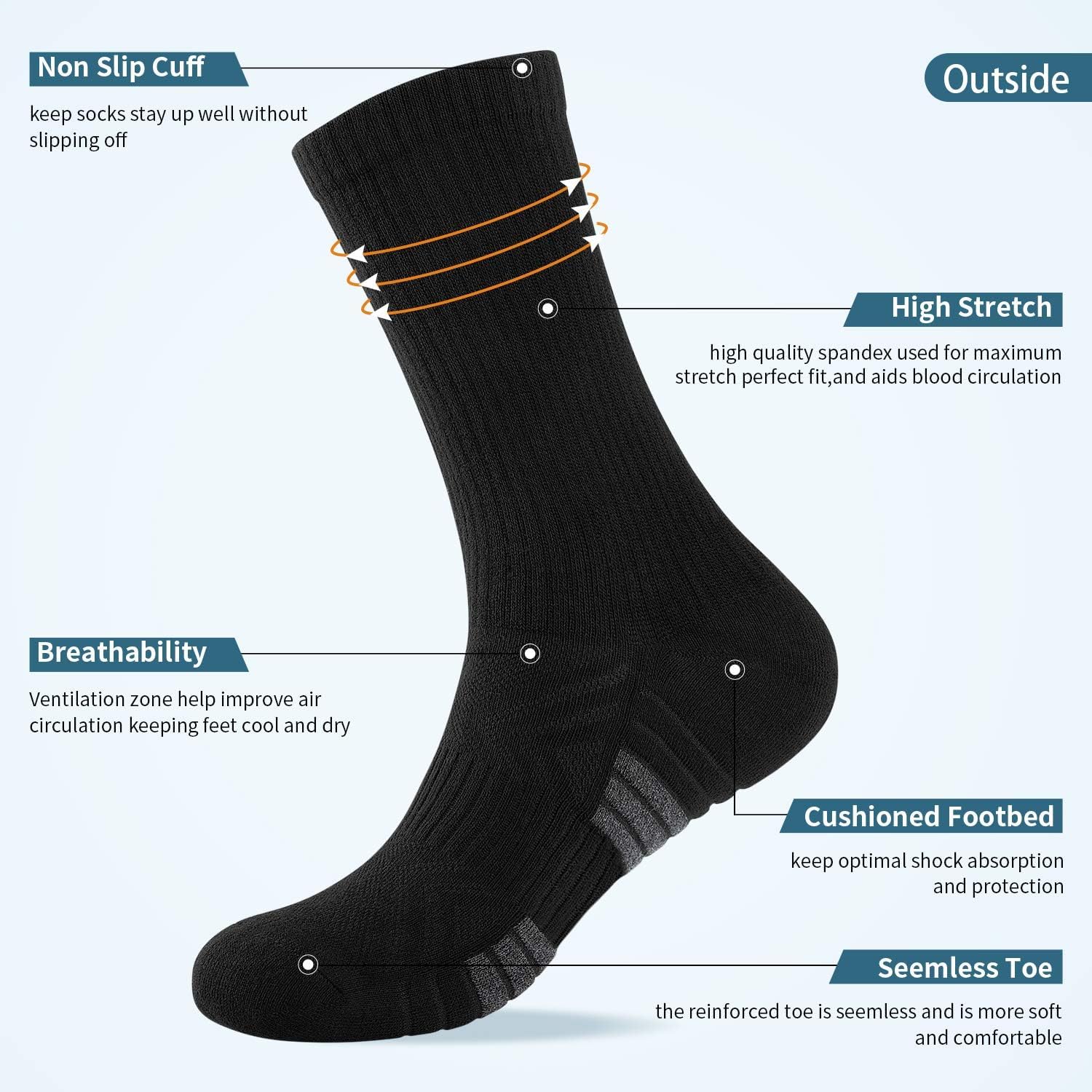 Thumbnail 5 de Lapulas Thermal Men’s Socks 6 Pairs Crew Cushioned Cotton for Outdoors