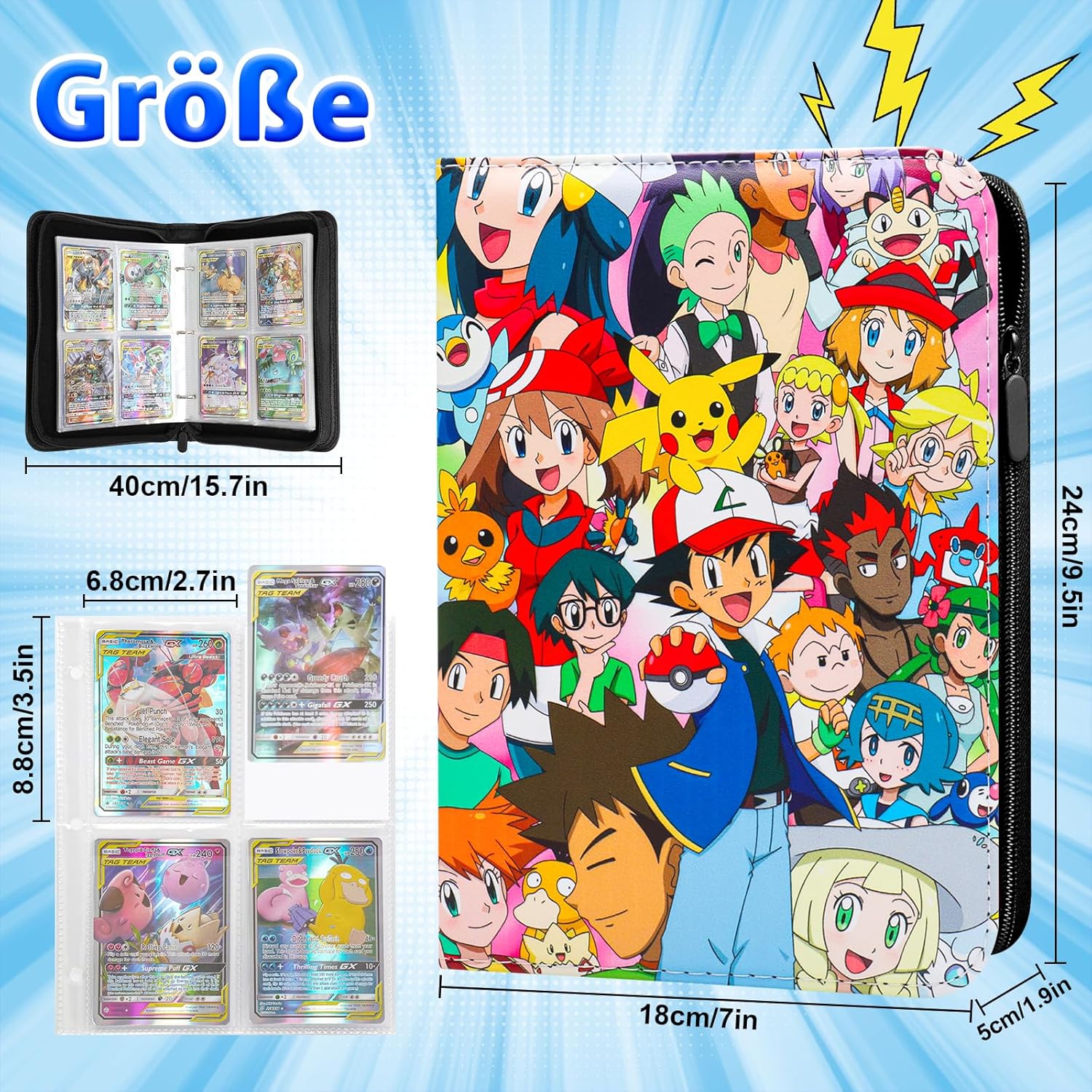 Thumbnail 2 de Jntmakun Sammelalbum für Pokémon Karten – 50 Seiten / Platz für 400 Karten, wasserdichtes PU, RW400