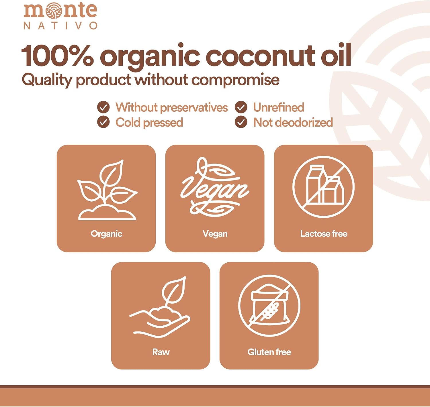 Detalle de MonteNativo Olio di Cocco Biologico Extra Vergine – 3x1000 ml: crudo, spremuto a freddo e non raffinato