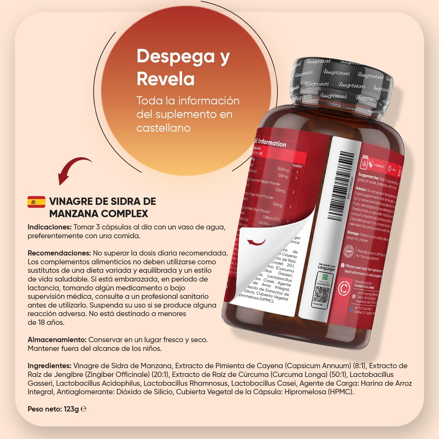 Thumbnail 4 de Vinagre de Sidra de Manzana 1860 mg - Salud Digestiva 🍎