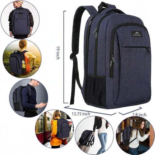 Detalle de MATEIN Grand Sac à dos ordinateur portable 17,3 pouces, bleu, 34 L