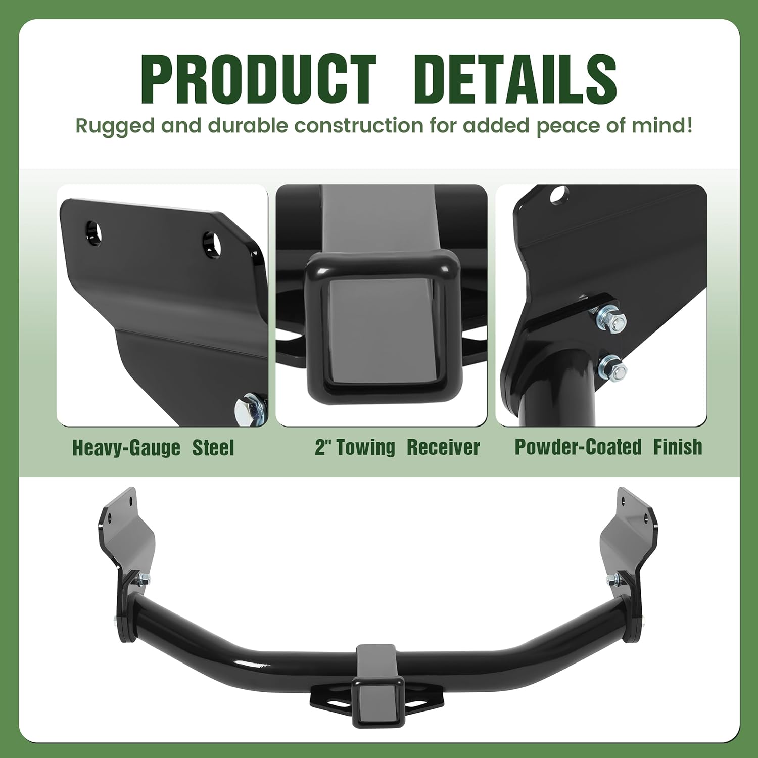 Thumbnail 4 de ALMULOO 2-Inch Class 3 Trailer Hitch Receiver (Powder-Coated Black Steel) for Dodge Durango & Jeep Grand Cherokee