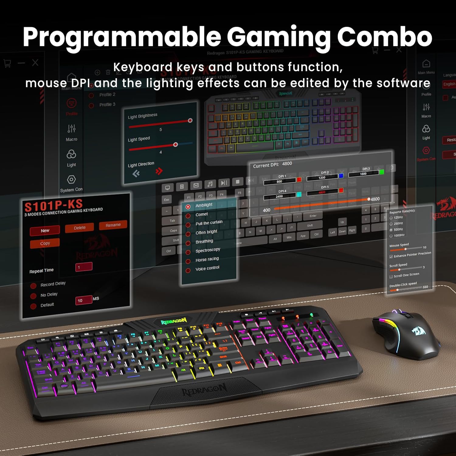 Thumbnail 4 de Redragon S101M-KS wireless keyboard 4800 DPI ⌨