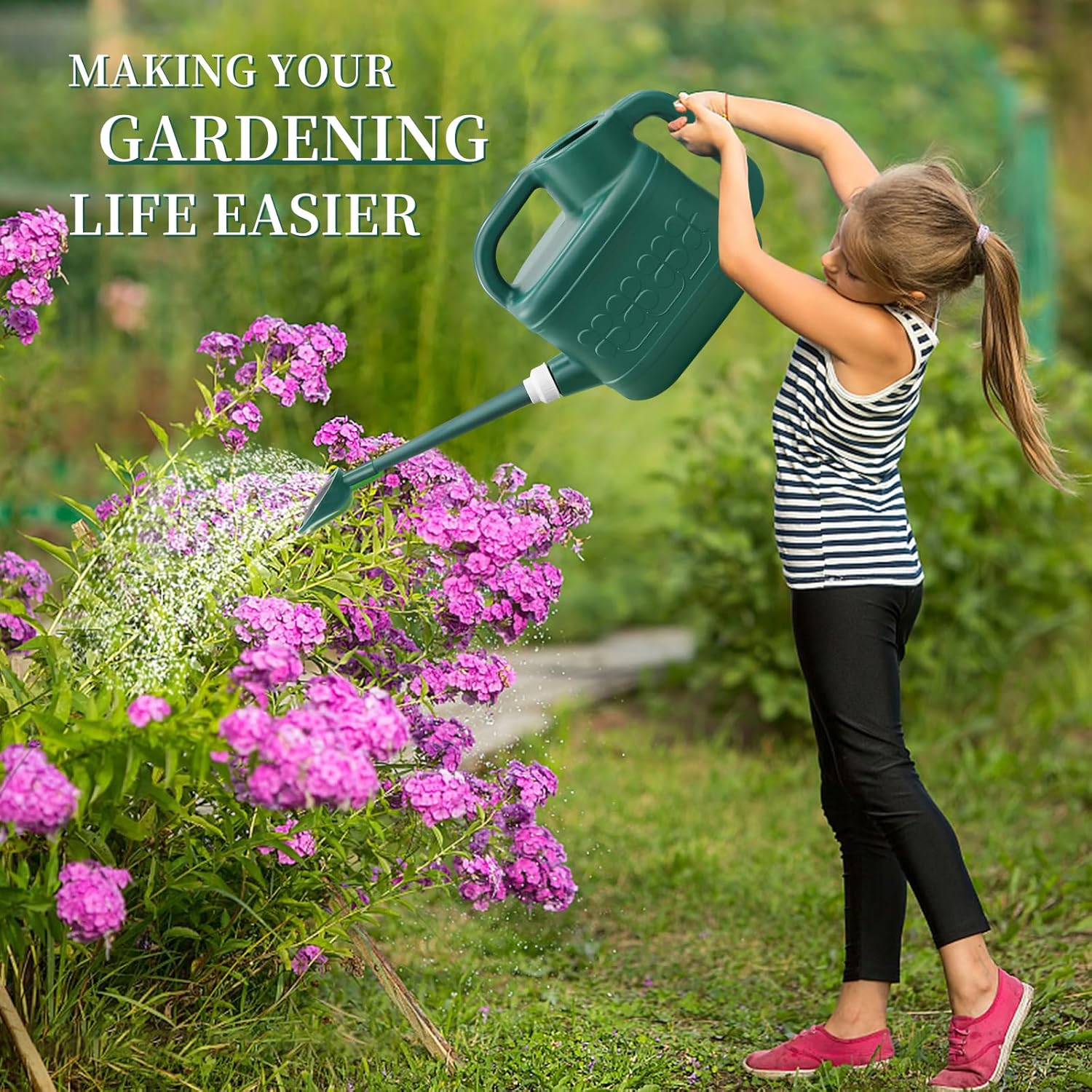 Thumbnail 6 de 2 Gallon Plastic Watering Can with Removable Long Spout & Stainless Steel Shower Head