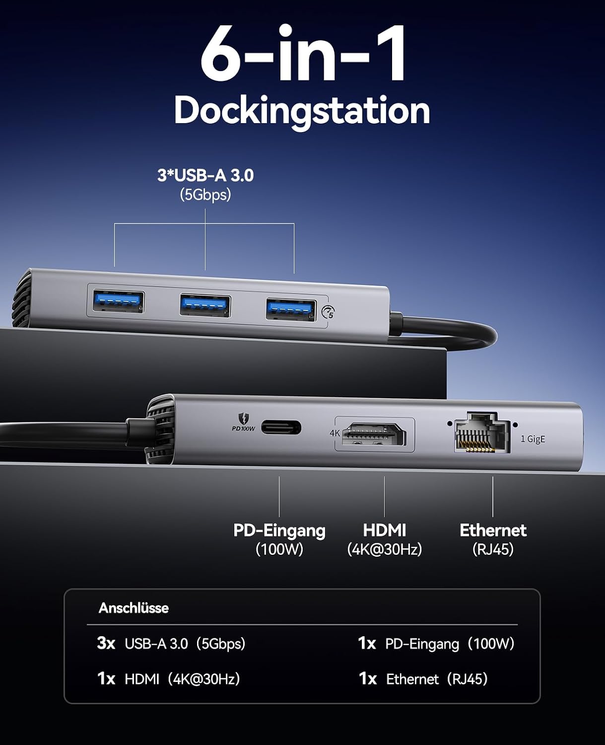 Thumbnail 1 de ORICO Docking Station 6 in 1 USB C Hub