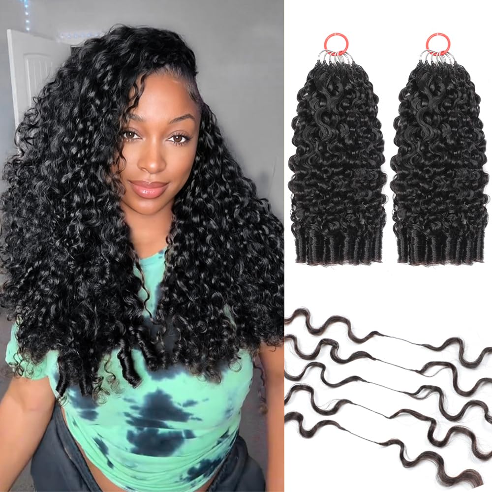 Detalle de Burmese Curly Crochet Hair 18 Inch 250g 200 Strands Feather Crochet Hair for Black Women, Knotless & Pre-Separated