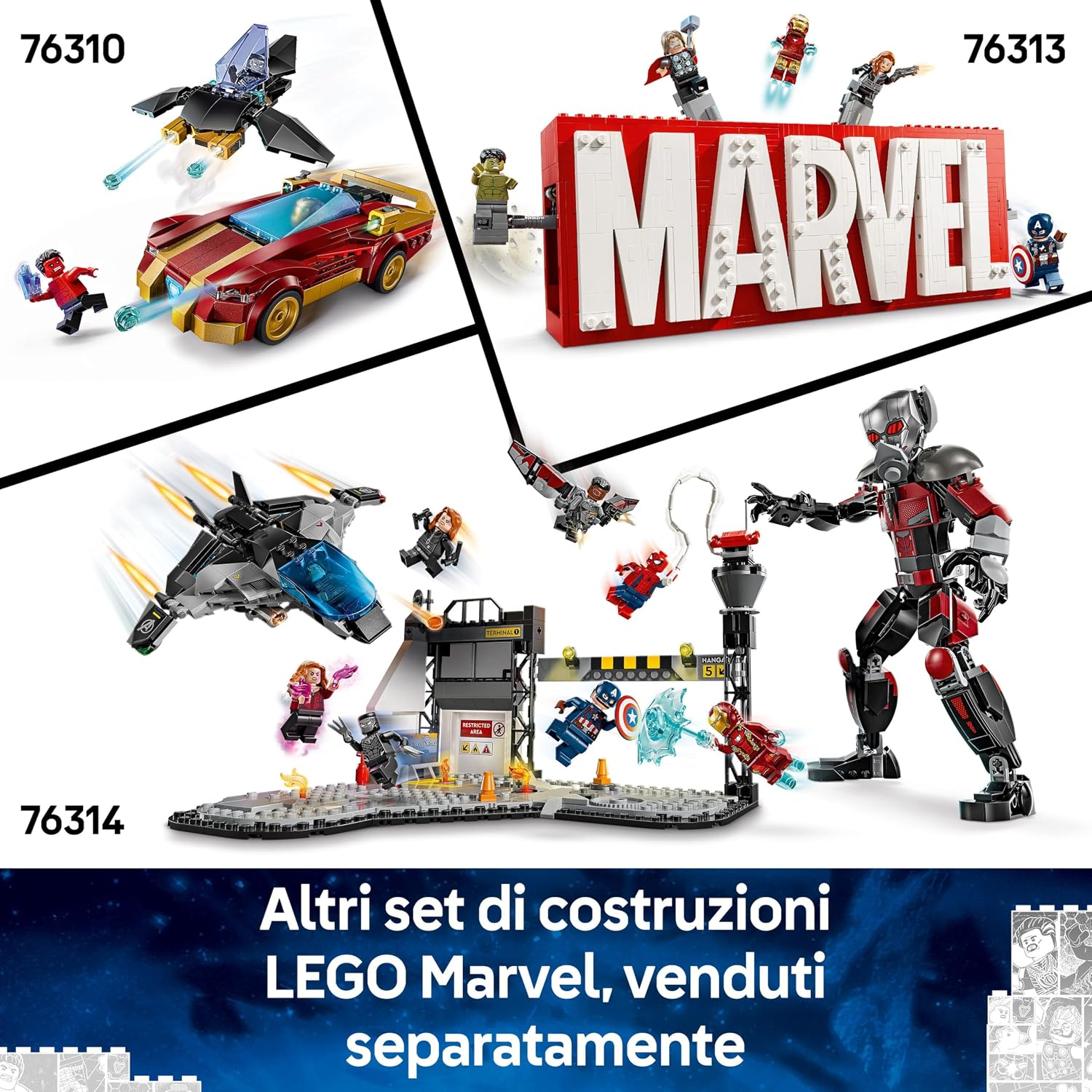 Thumbnail 6 de LEGO Marvel Mech di Iron Man contro Ultron (76307) con 2 minifigure, action figure snodabile costruibile