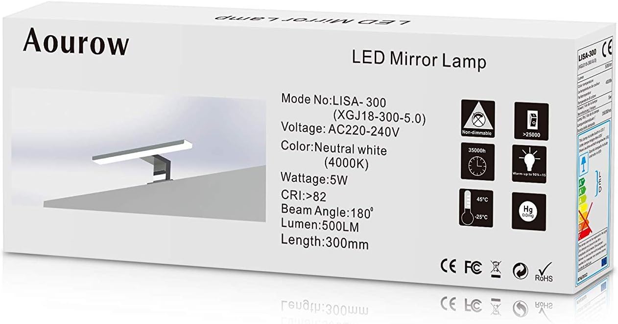 Detalle de Aourow XGJ-018-0300-5W ledspiegellamp 300 mm, 500 lm, IP44