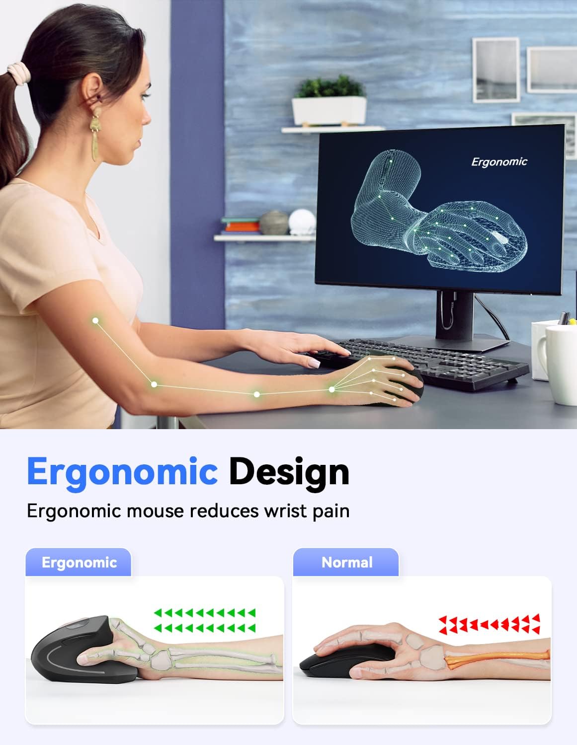 Detalle de TECKNET Ergonomic Vertical Mouse 4800 DPI