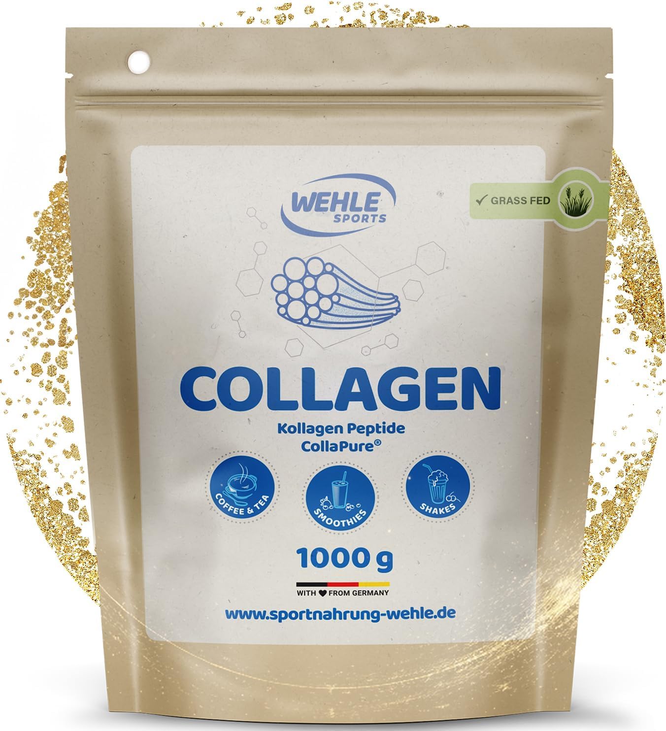 Detalle de Kollagen Kapseln hochdosiert von Wehle Sports – 315 Stück, 4550 mg Kollagen pro Tag