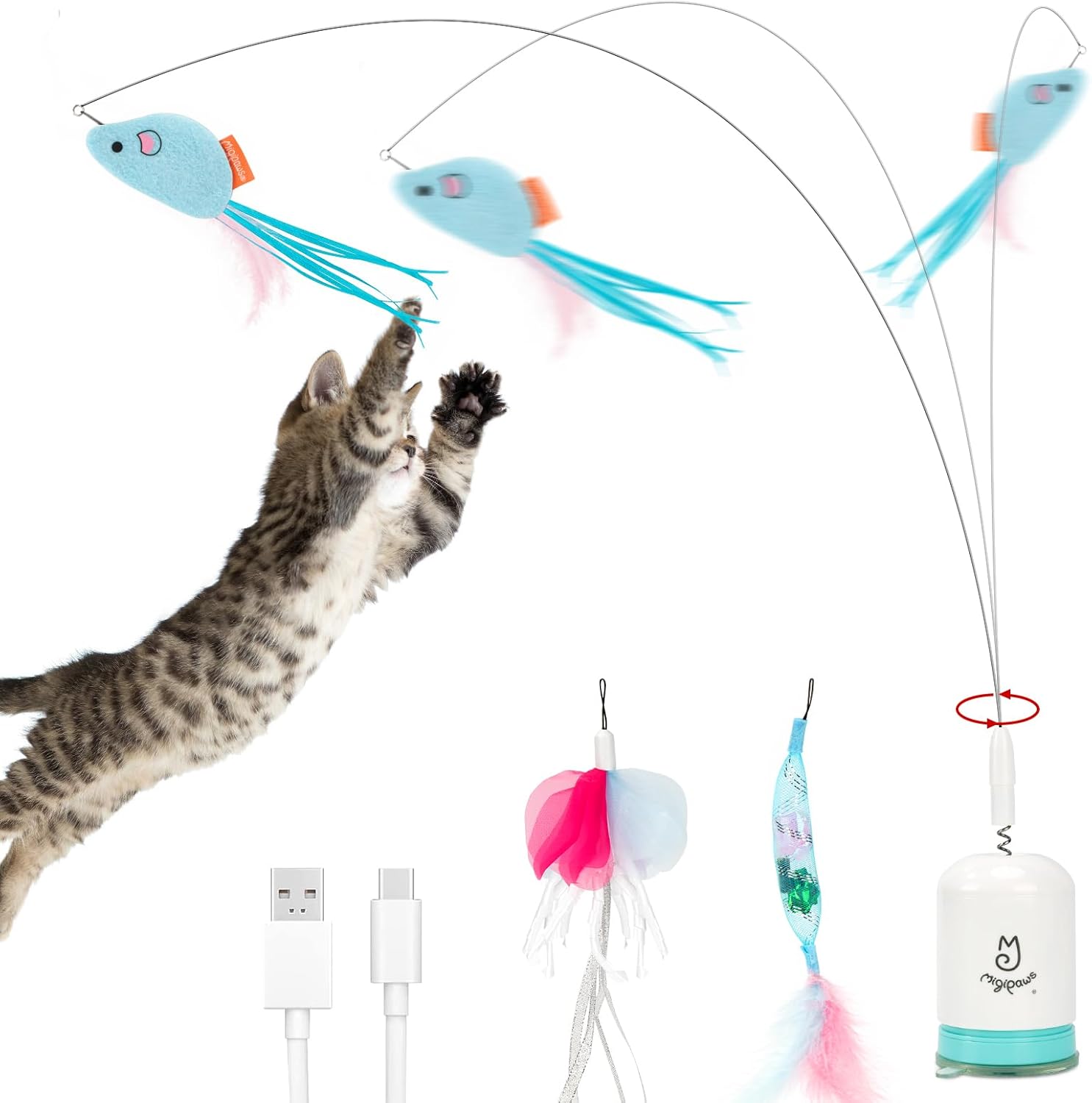 Detalle de Migipaws Interactive Automatic Cat Teaser Wand 70cm ๐ฑ