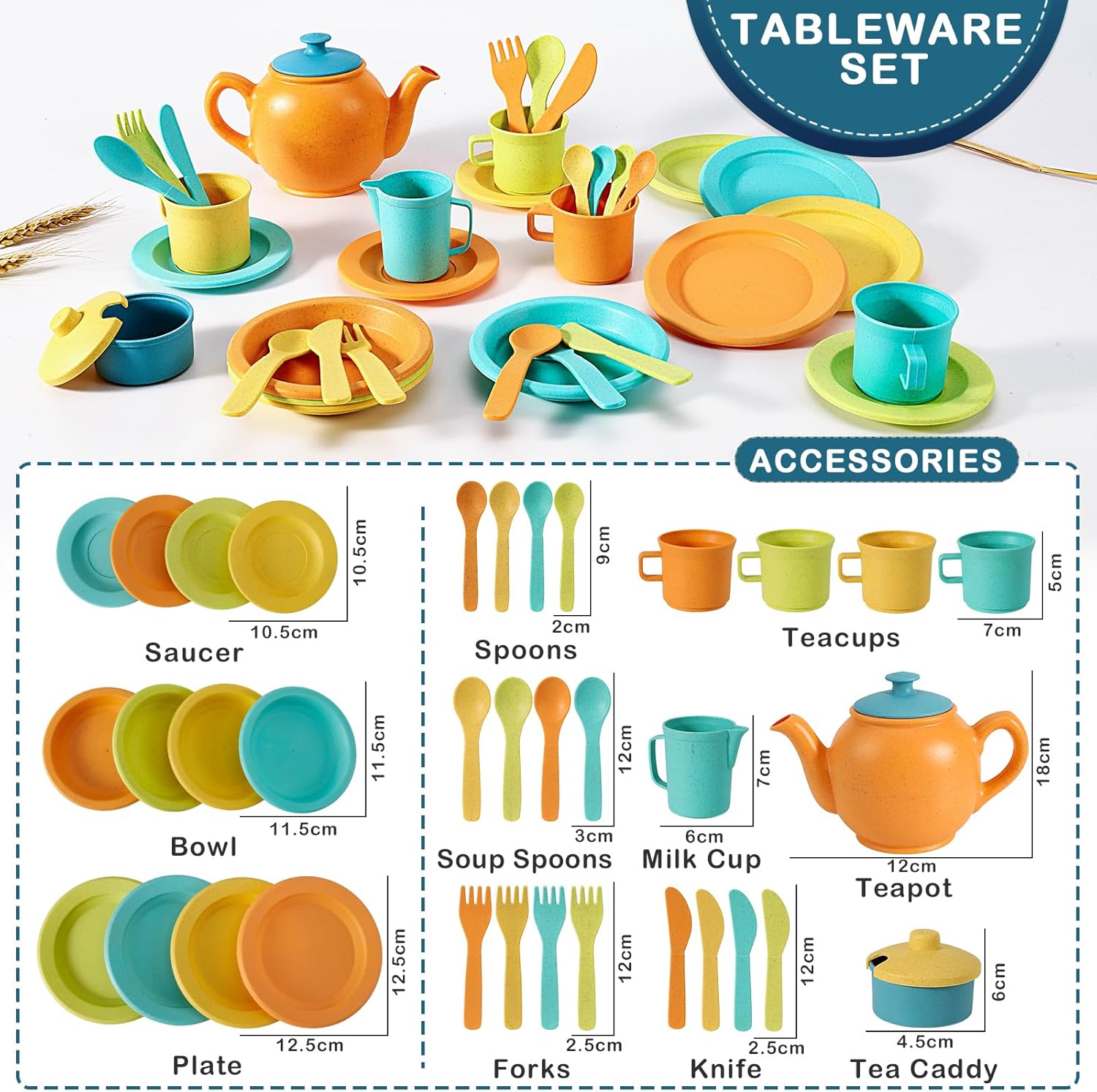 Detalle 1 de AOLEVA Kids tea set for role play 3+