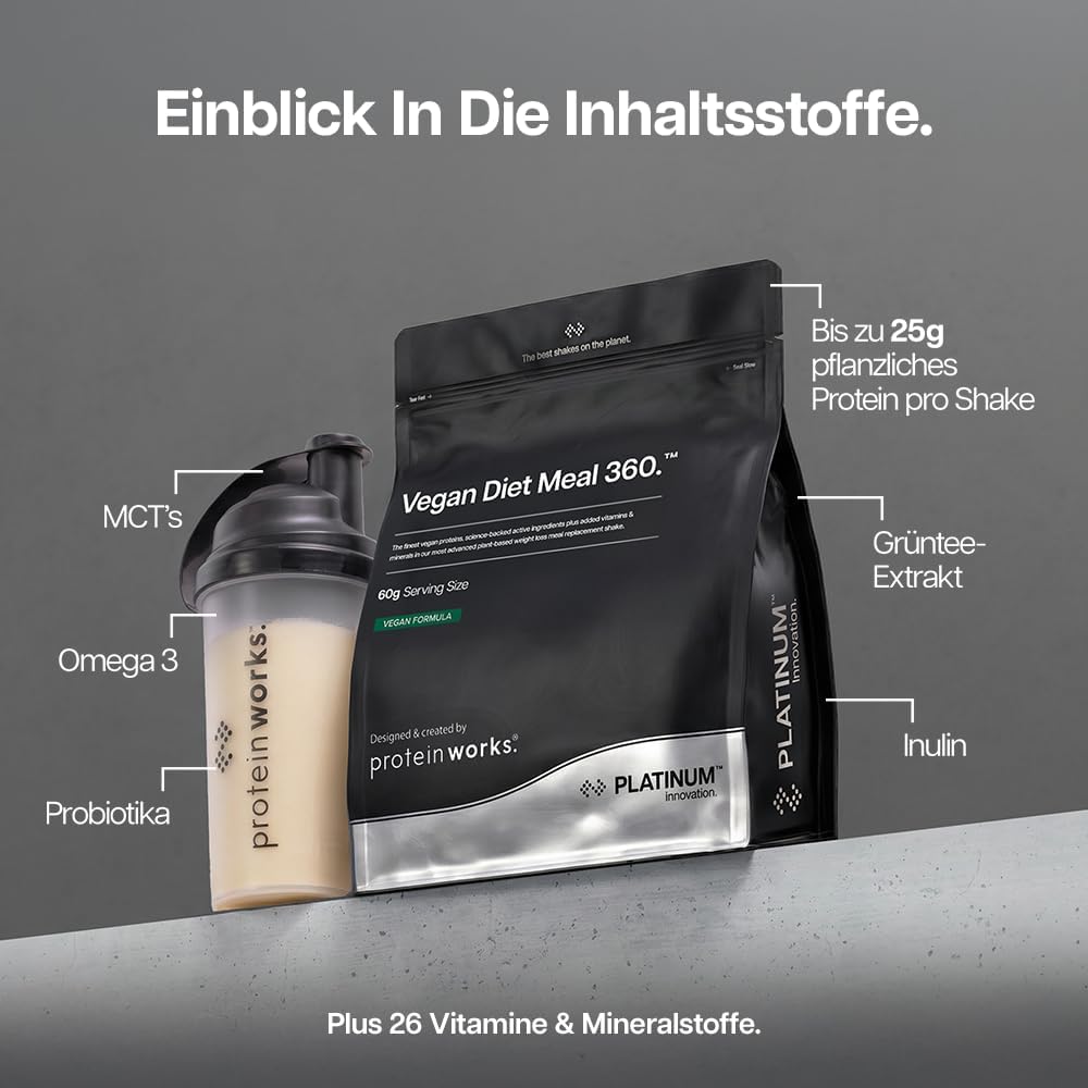 Thumbnail 2 de Protein Works | Vegan Diet Meal 360 – PLATINUM Innovation – Erdbeer-Sahne, 500 g, 8 Mahlzeiten