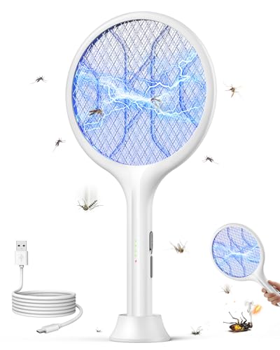 Detalle de VIWAVE Raqueta Mosquitos Electrica 4000V: 2 en 1 con Luz UV y Base Estable