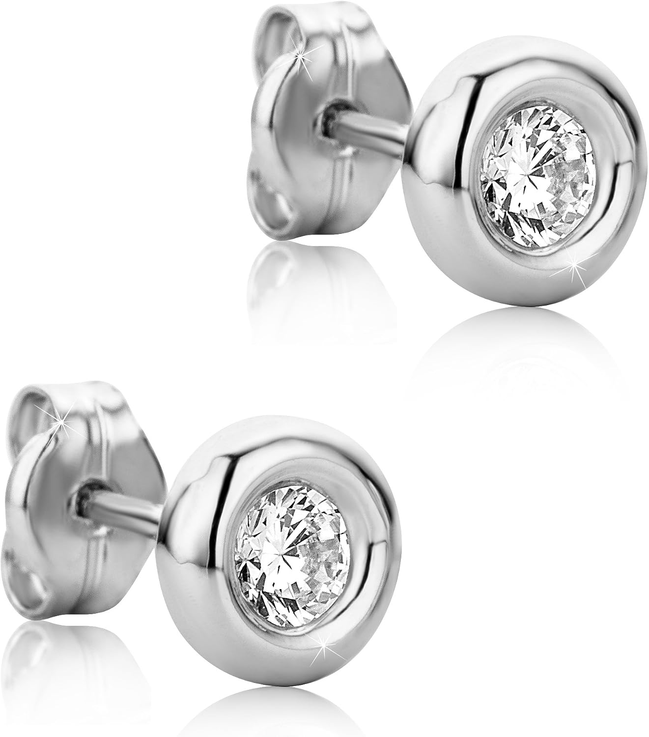 Detalle de Orovi Set orecchini a bottone in oro bianco o giallo 9 carati con zirconia cubica