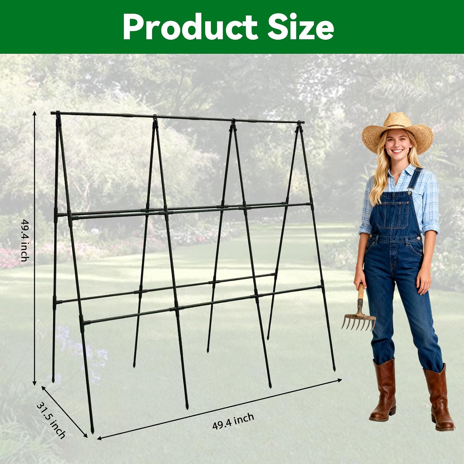 Detalle de Trellume TL-PTJ-030-TR A-Frame Garden Trellis, 49.4-Inch Steel, Black