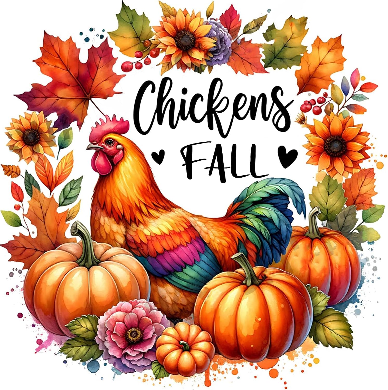 Detalle de Meothan Fall Chicken 5D Diamond Painting Kit, 12x12in Round Drills