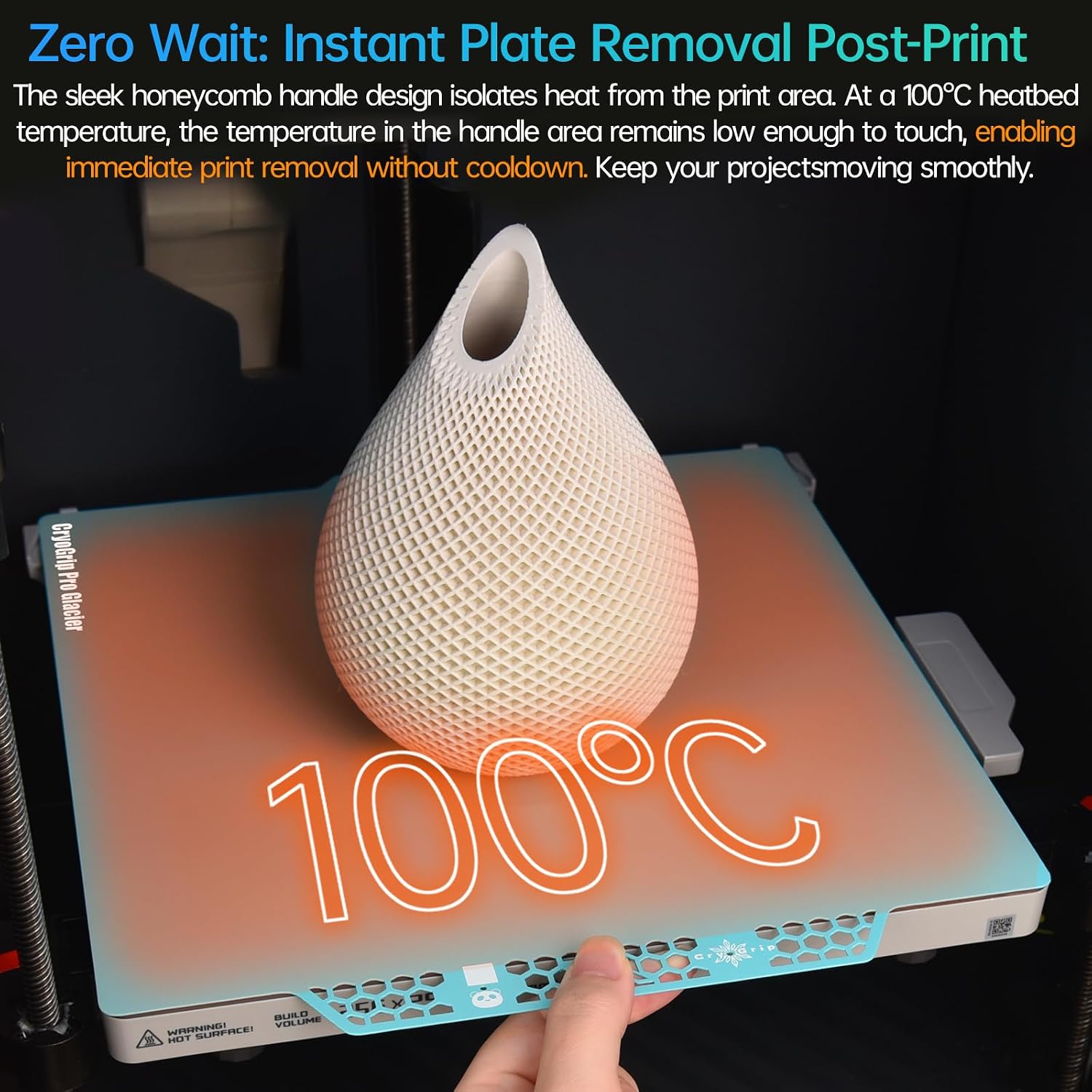 Detalle de BIQU CryoGrip Pro Glacier ビルドプレート 257×257mm・両面ファインテクスチャ