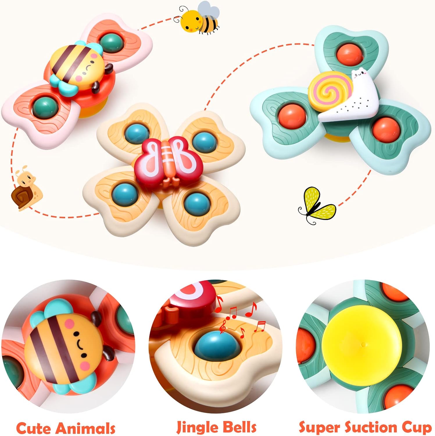 Detalle 2 de Hooku Suction Spinner Toys 3-pack baby toys