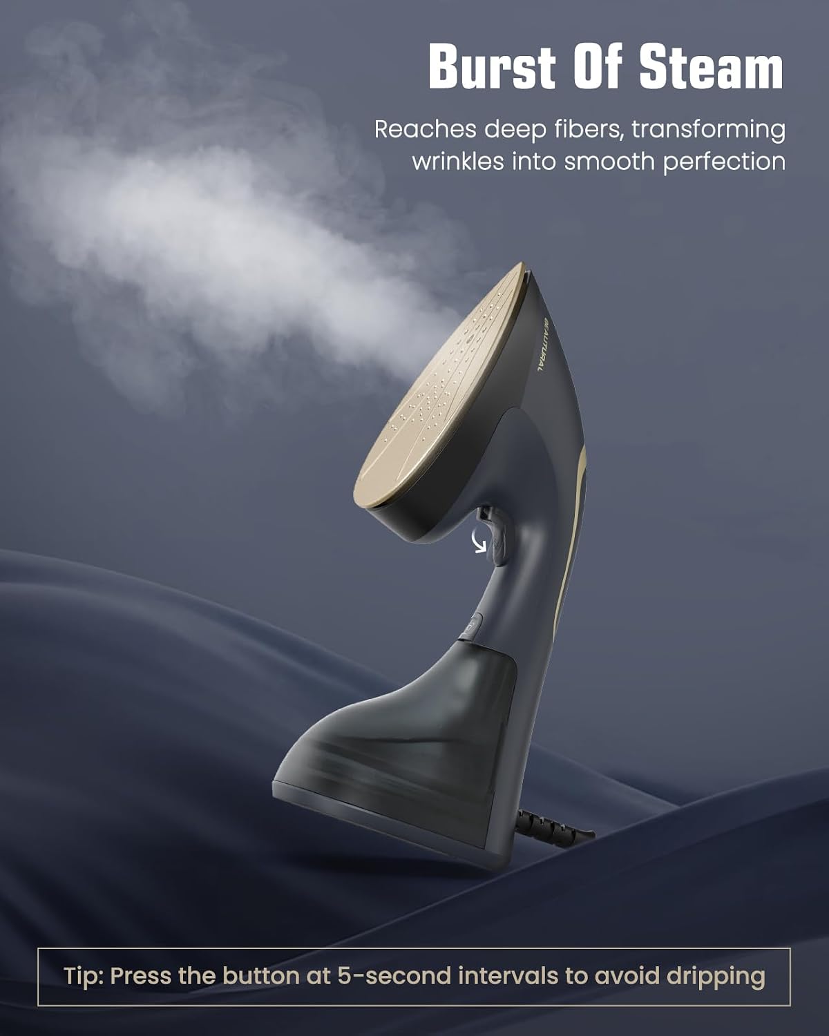 Detalle de BEAUTURAL Handheld Garment Steamer, 1200W