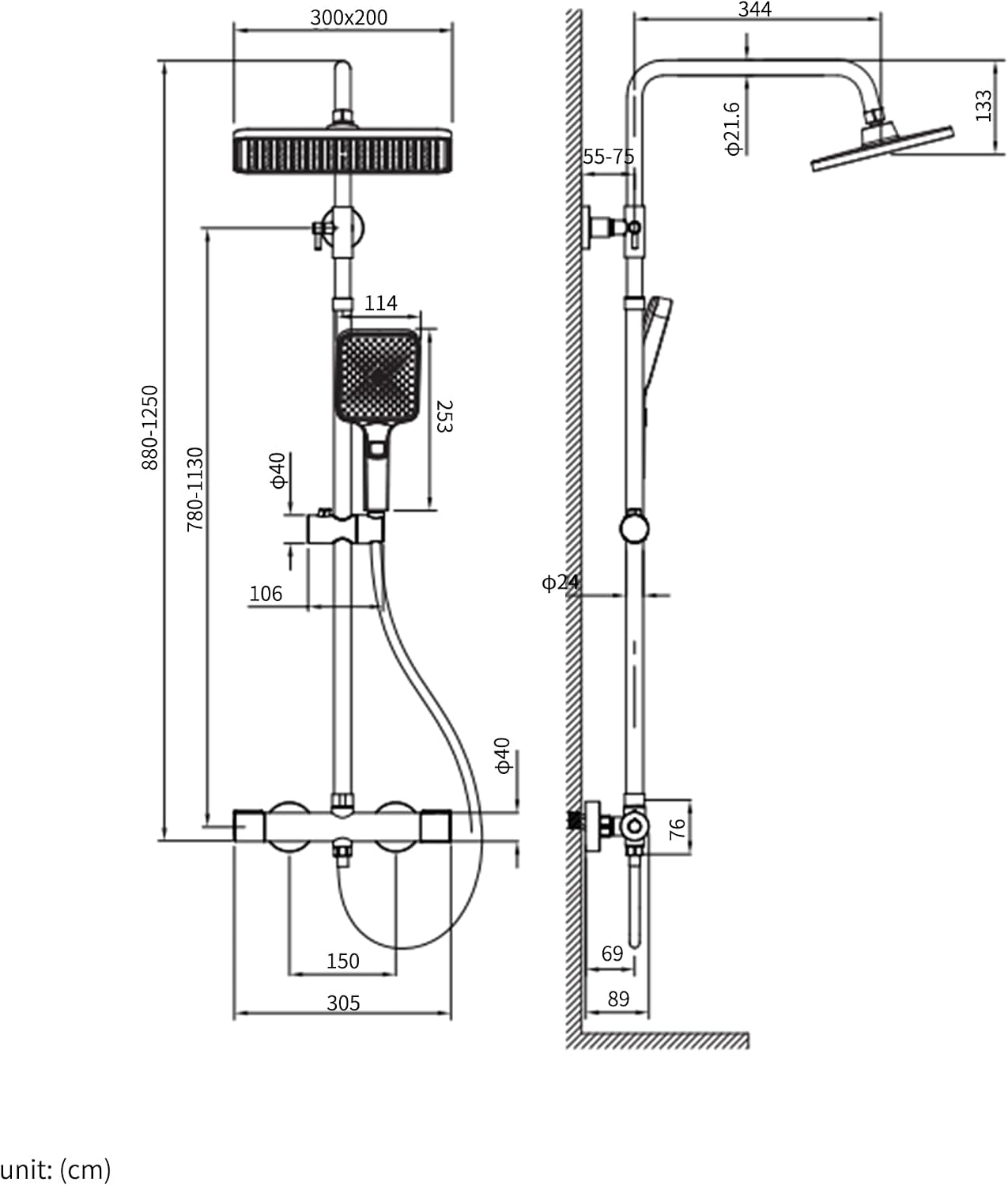 Thumbnail 6 de Duschsystem mit Thermostat 88–125 cm