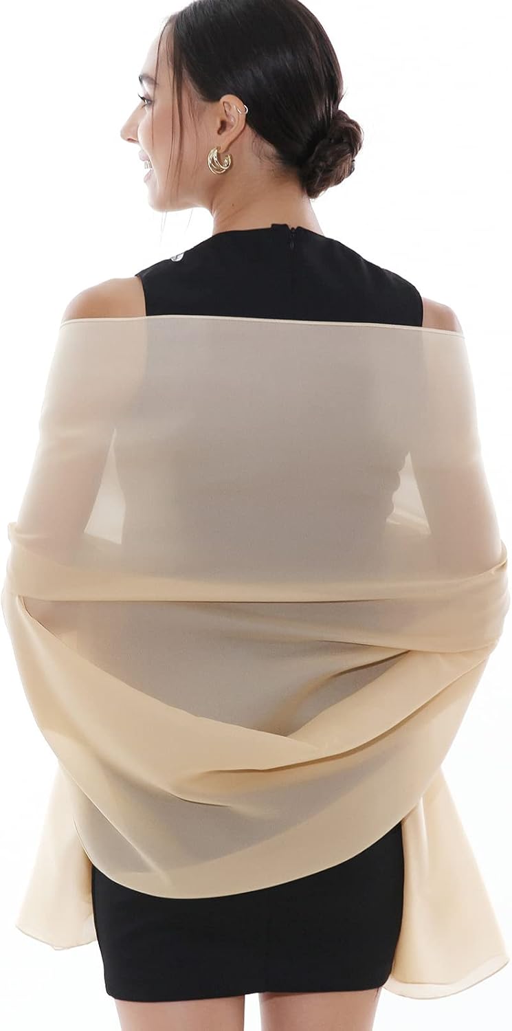 Thumbnail 1 de RIIQIICHY foulard/sciarpa in seta da donna in poliestere double-face, stola da cerimonia 180×90 cm