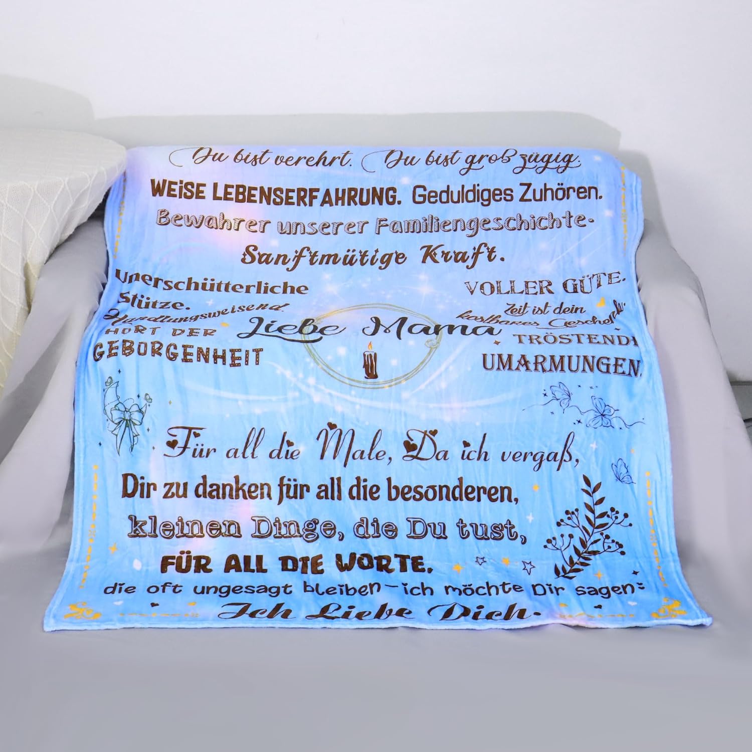 Thumbnail 2 de ACAROMAY Dankbarkeitsdecke für Mama – personalisierte Kuscheldecke 150x130 cm aus Flanell