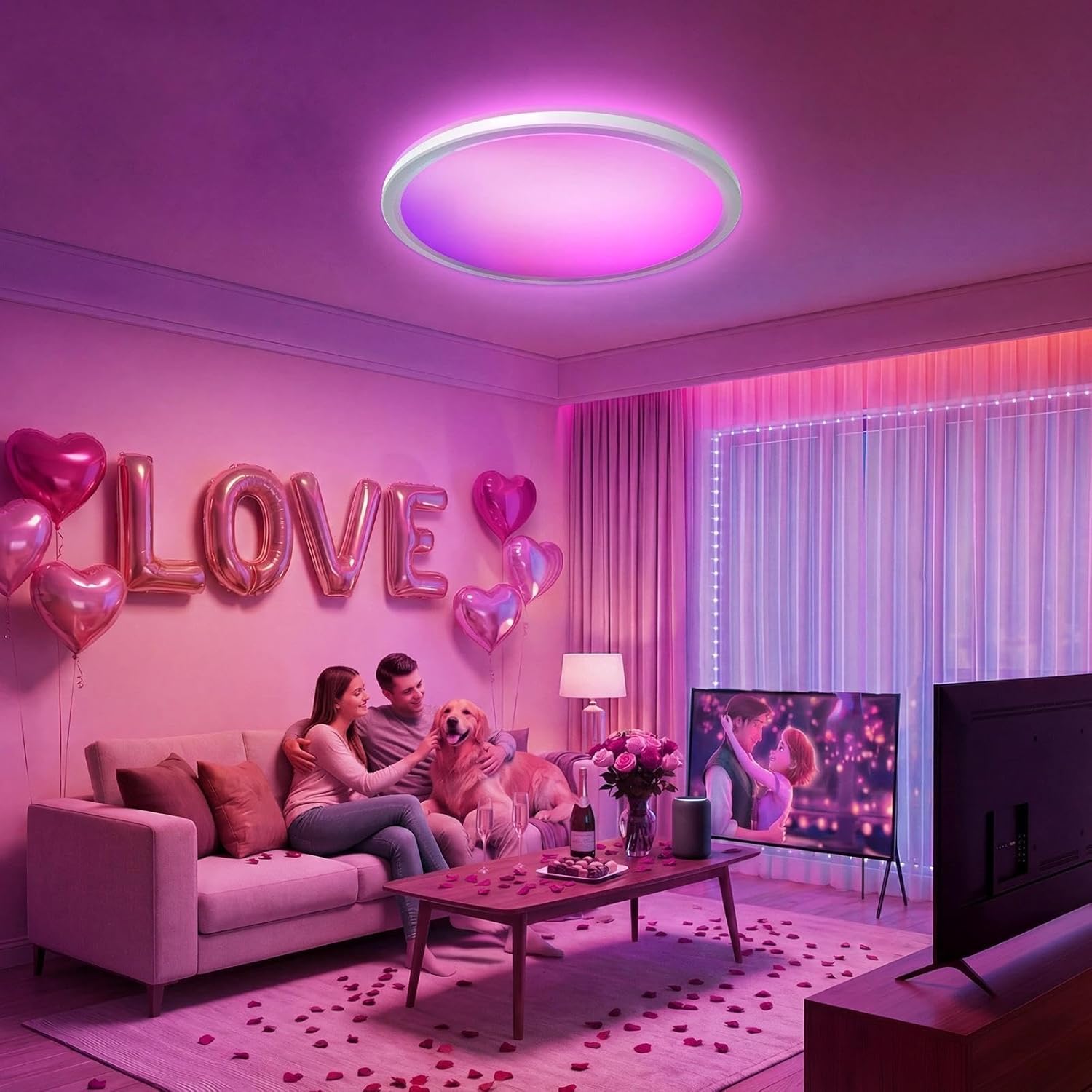 Thumbnail 5 de hepside Deckenlampe LED – 24W, RGB, dimmbar, mit Fernbedienung und App-Steuerung