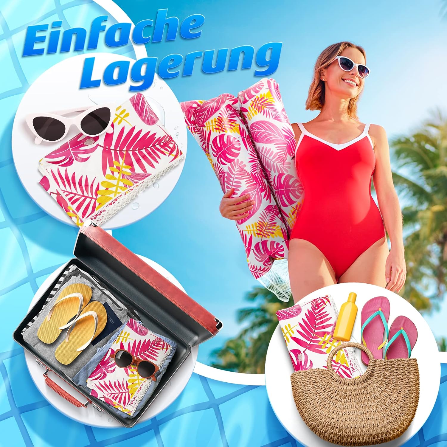 Detalle de Amteker Luftmatratze Pool XL – 4-in-1 Wasserhängematte für Erwachsene