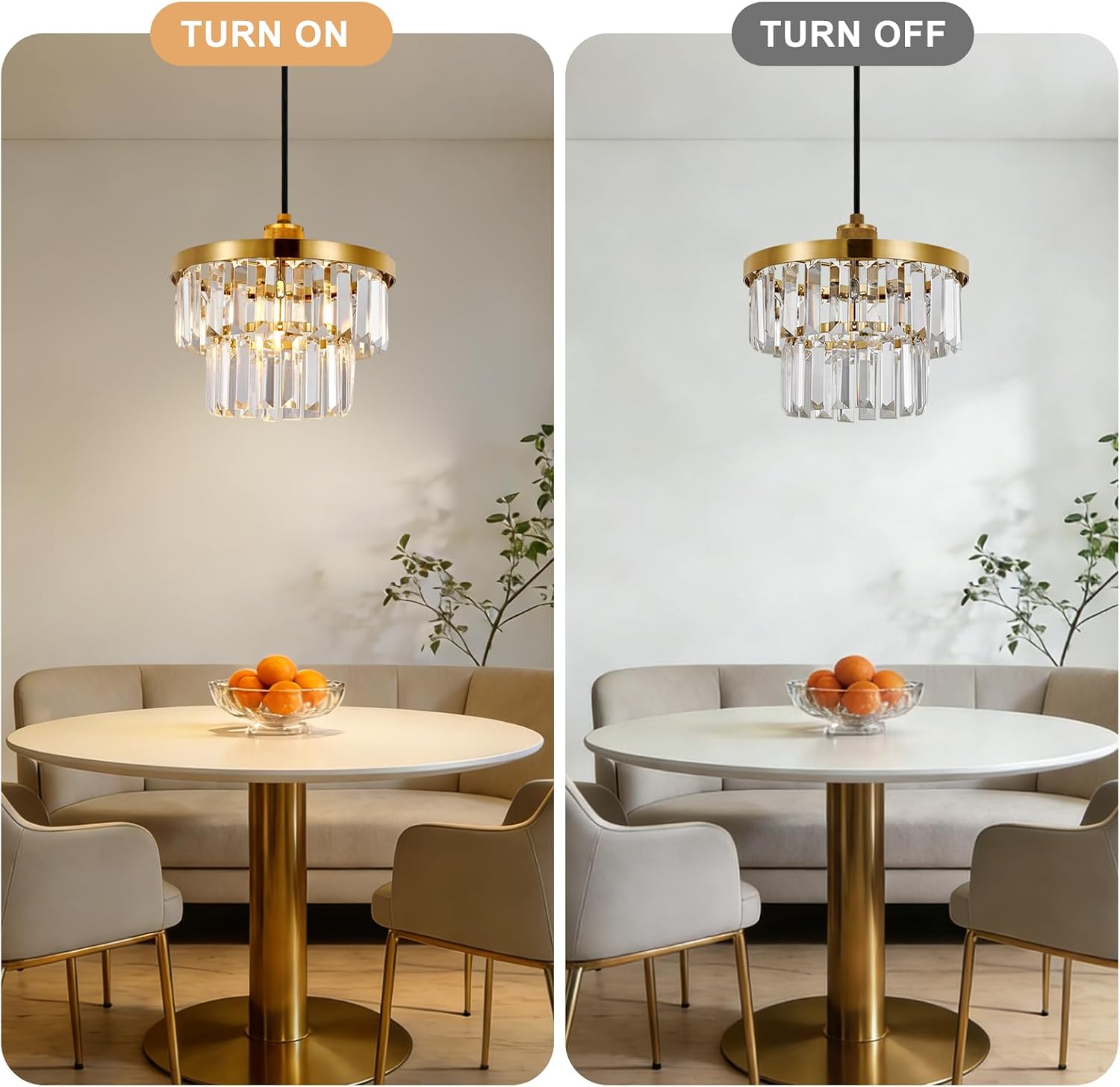 Detalle de HARPER LIVING Easy Fit Pendant Shade, Brass Finish — 25cm Glass Ceiling Light Shade
