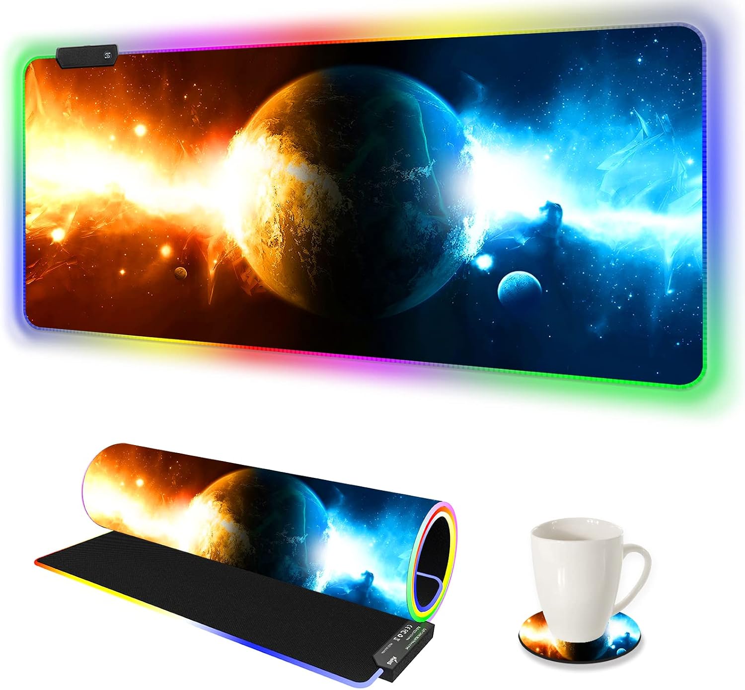 Detalle de ARTSO RGB Gaming Mouse Pad, XXL 35.4 x 15.7-Inch Extended Mat