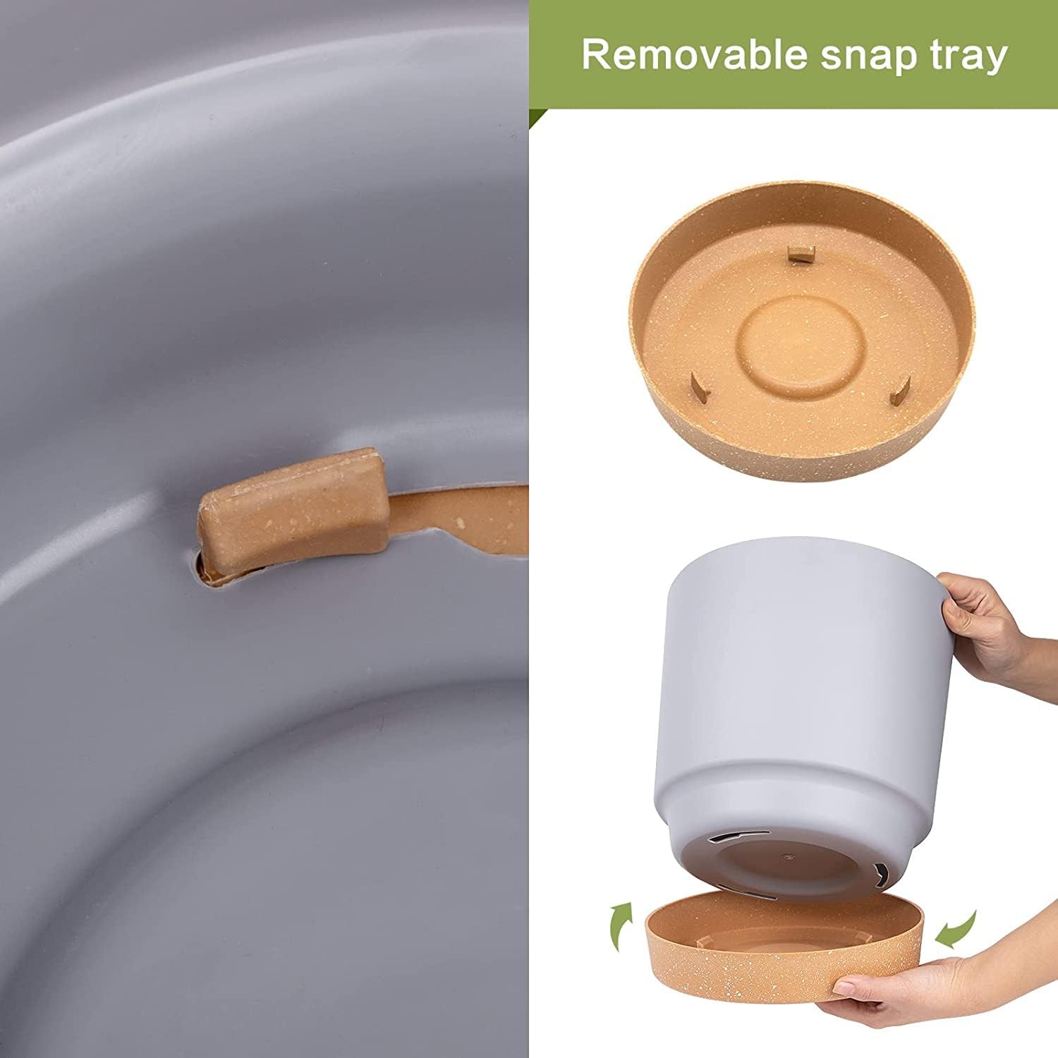 Thumbnail 2 de QCQHDU 20cm Plant Pot (2 Pack) with Drainage Holes and Saucer – Light Grey