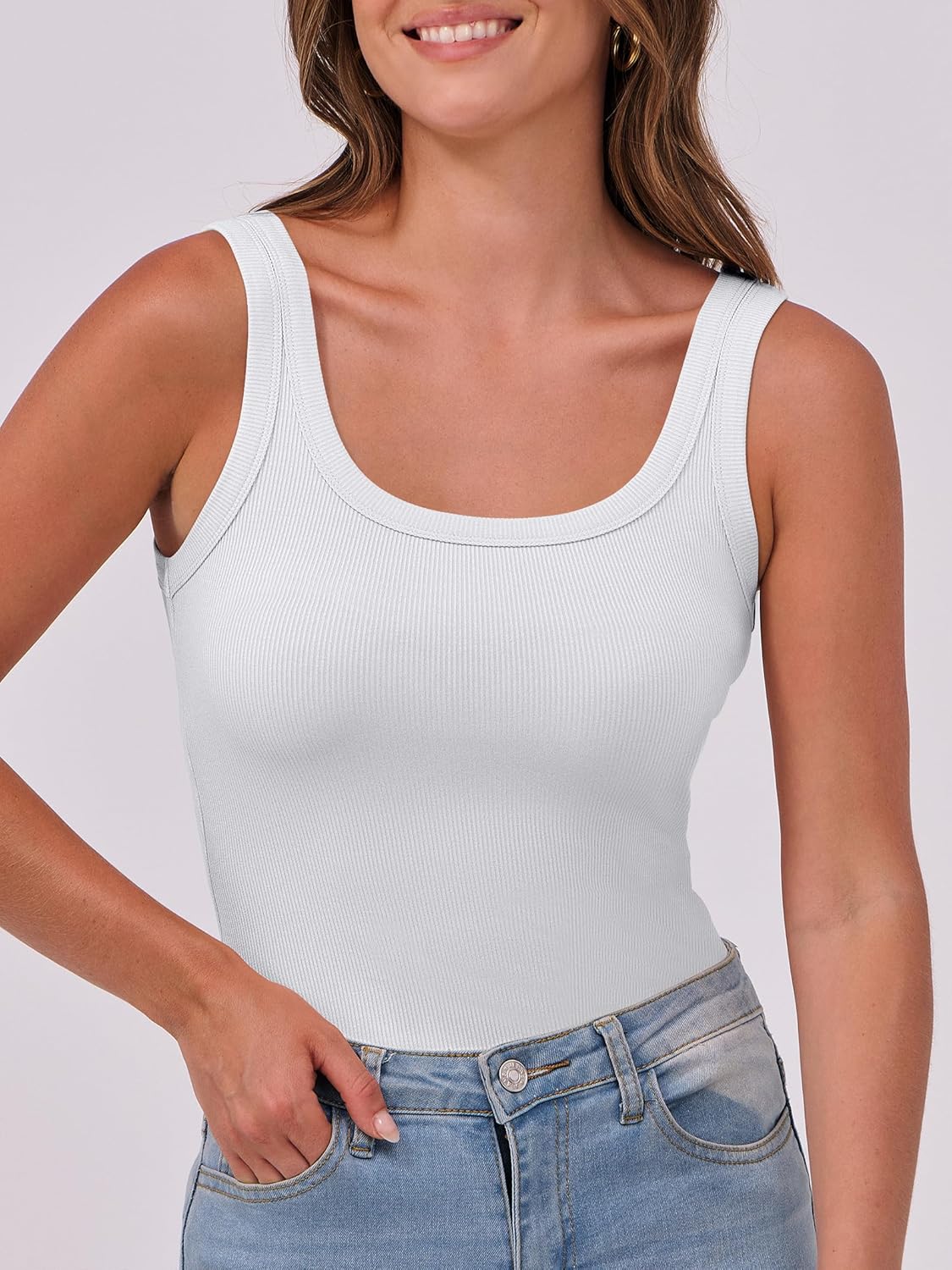 Thumbnail 2 de ANRABESS Women's Sleeveless Scoop Neck Ribbed Tank Top — Fitted Summer Basic (2026)