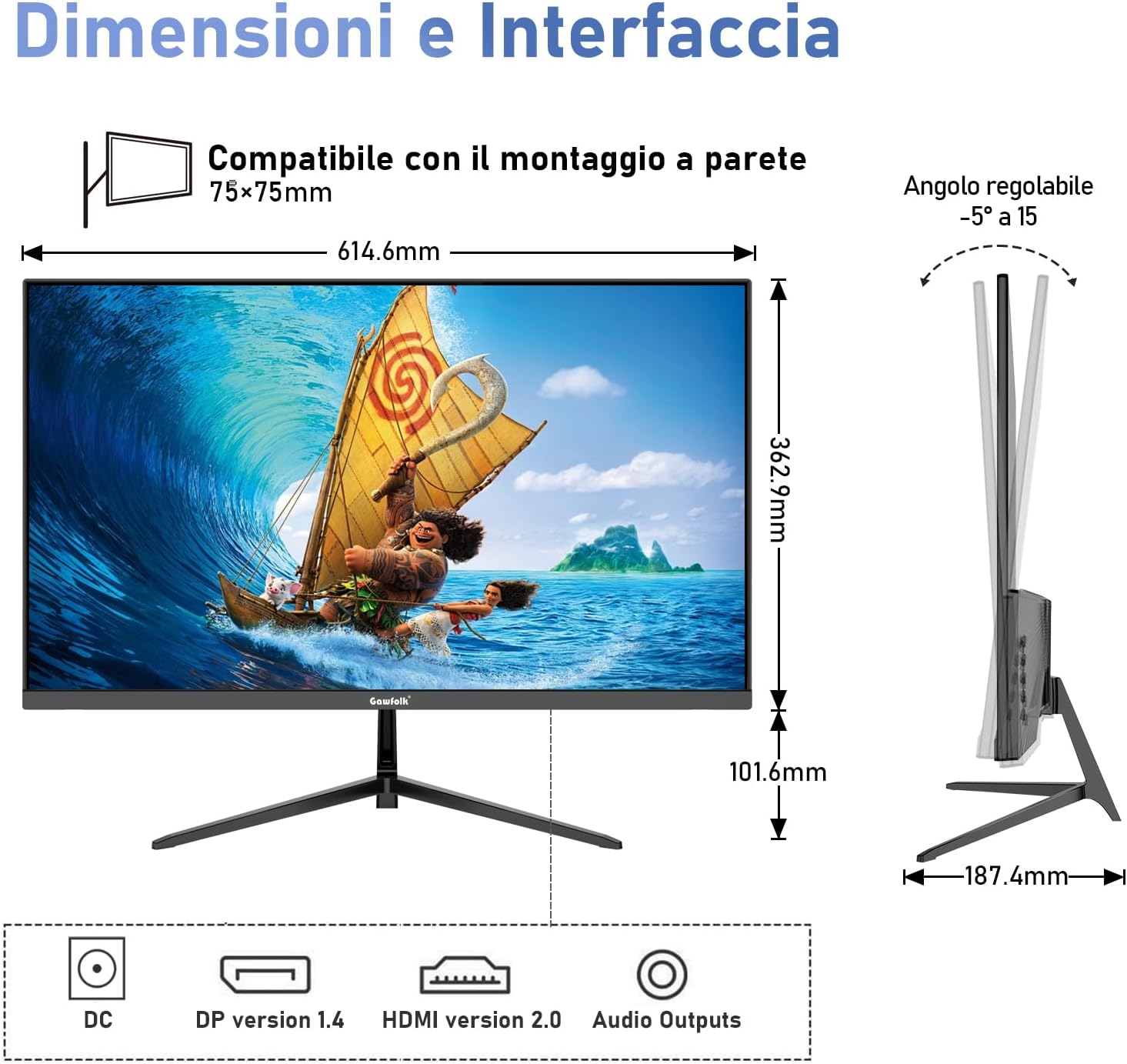 Detalle 2 de Gawfolk Monitor IPS 27 pollici 2K QHD