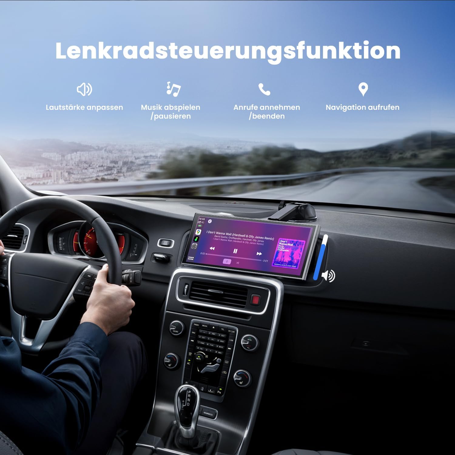 Detalle de Krnua 9,26" CarPlay Display – Drahtloses CarPlay/Android Auto, OTA-Updates, Rückfahrkamera & Navigation
