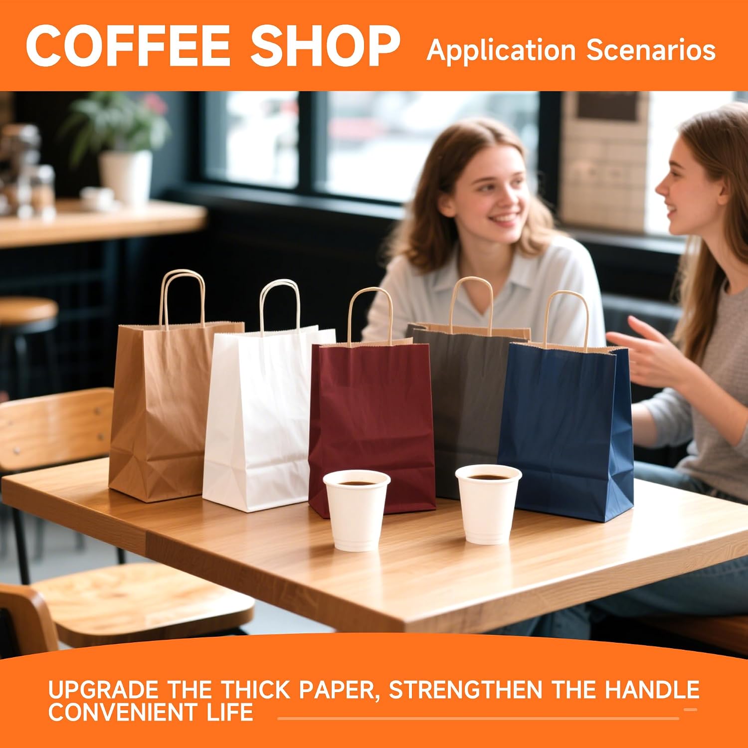 Thumbnail 5 de METAPRINT Brown Paper Gift Bags with Handles in Bulk (100 pcs) – 8x4.5x10.8 inch Kraft Bags