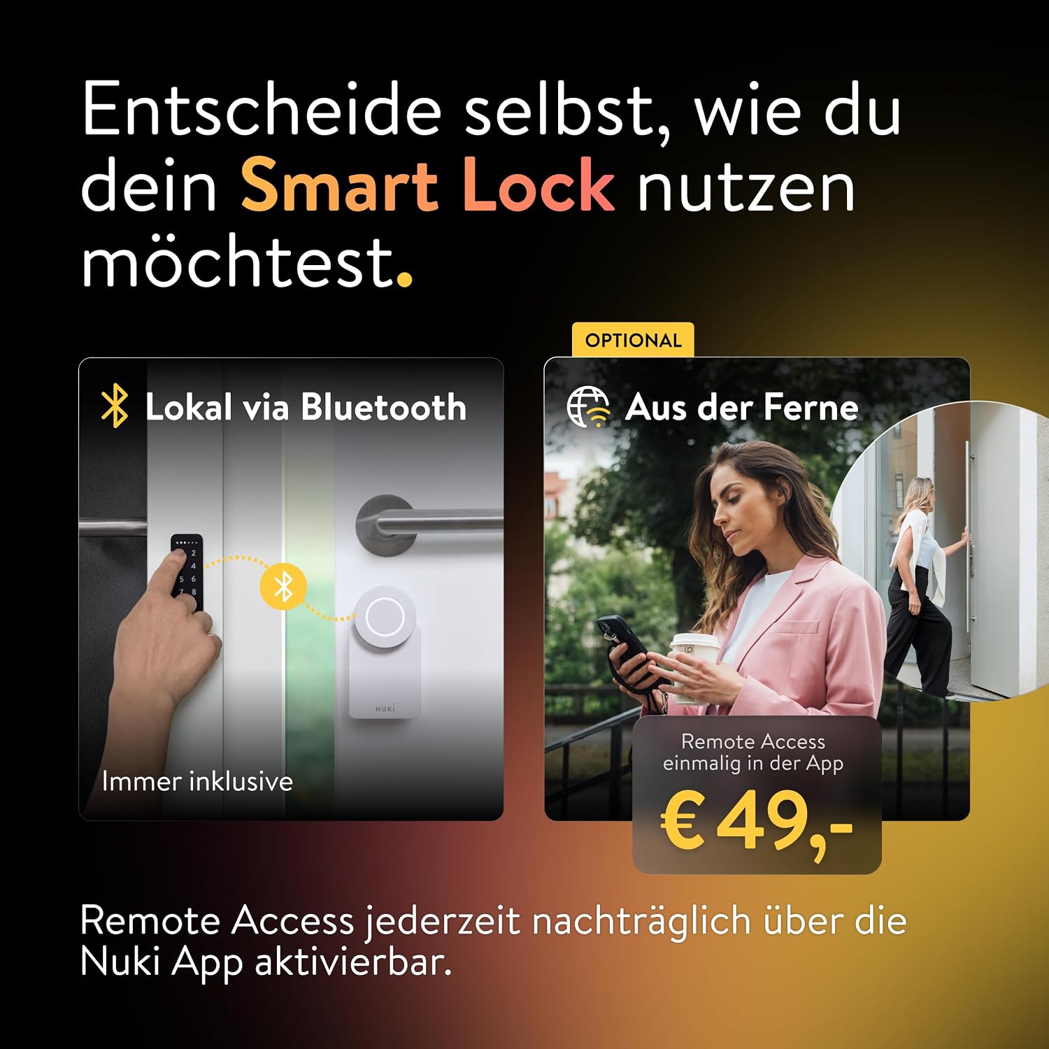 Detalle de Nuki Smart Lock Go (2025) – elektronisches Türschloss mit Bluetooth, WLAN & Matter, inkl. Keypad