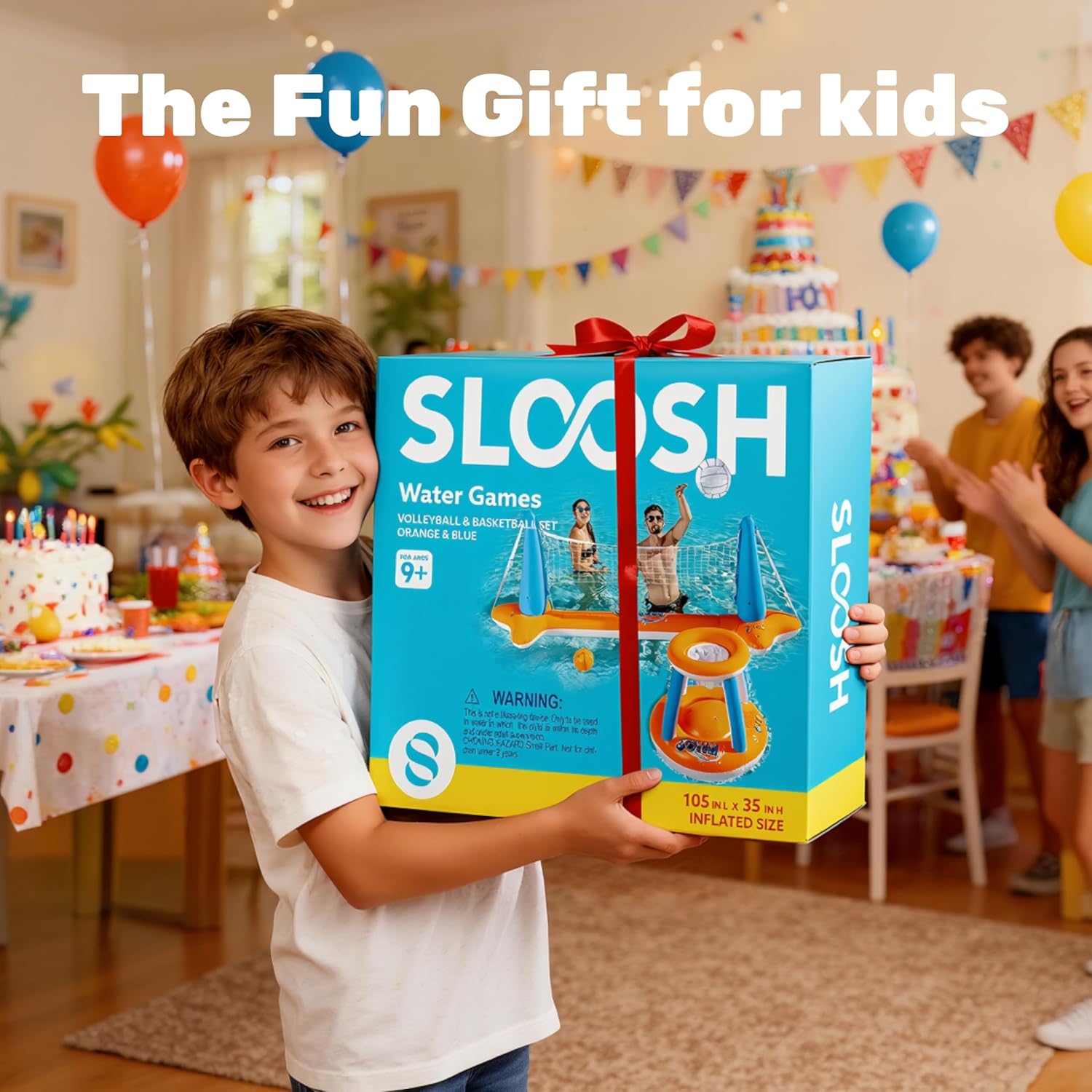 Thumbnail 6 de JOYIN Inflatable Pool Float Set: Volleyball Court Net + Basketball Hoops (Inflatable Summer Water Game)