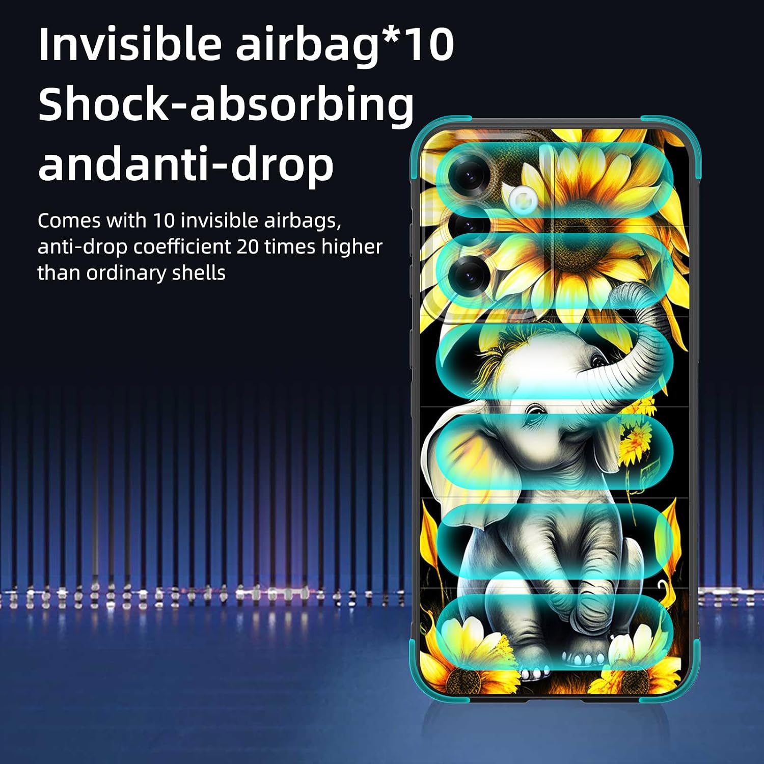 Detalle de CICPLKSE BS-HD-FBA-Galaxy A17 5G-9 Silicone Case, Elephant Sunflower