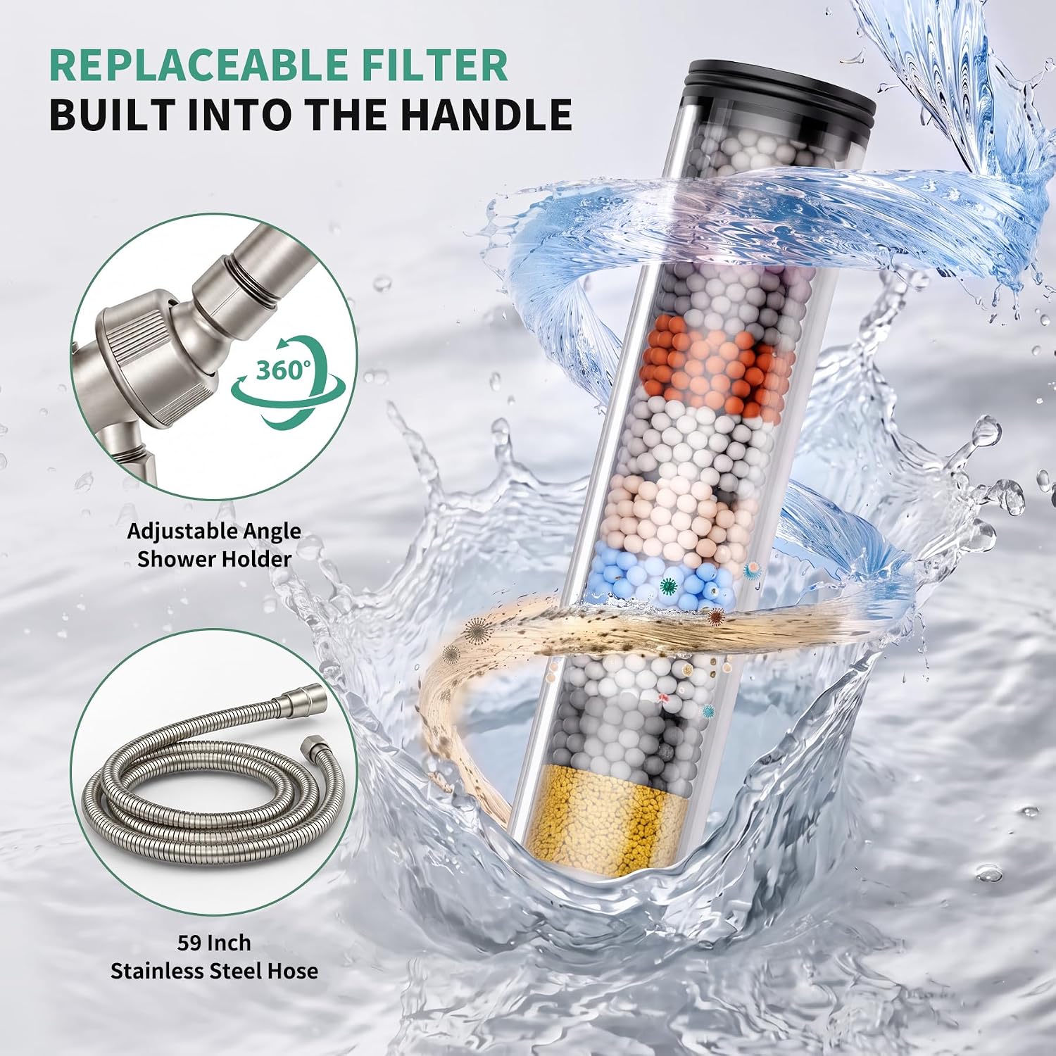 Detalle de SunCleanse handheld shower head