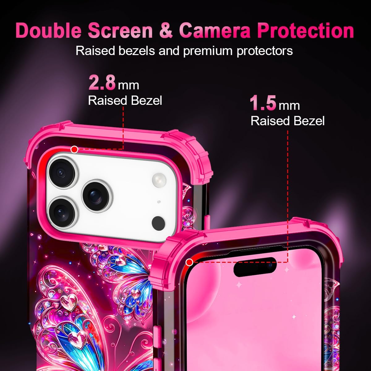 Detalle 1 de Miqala MI0227-03 iPhone 18 Pro Max Case, Glow-in-the-Dark Hot Red