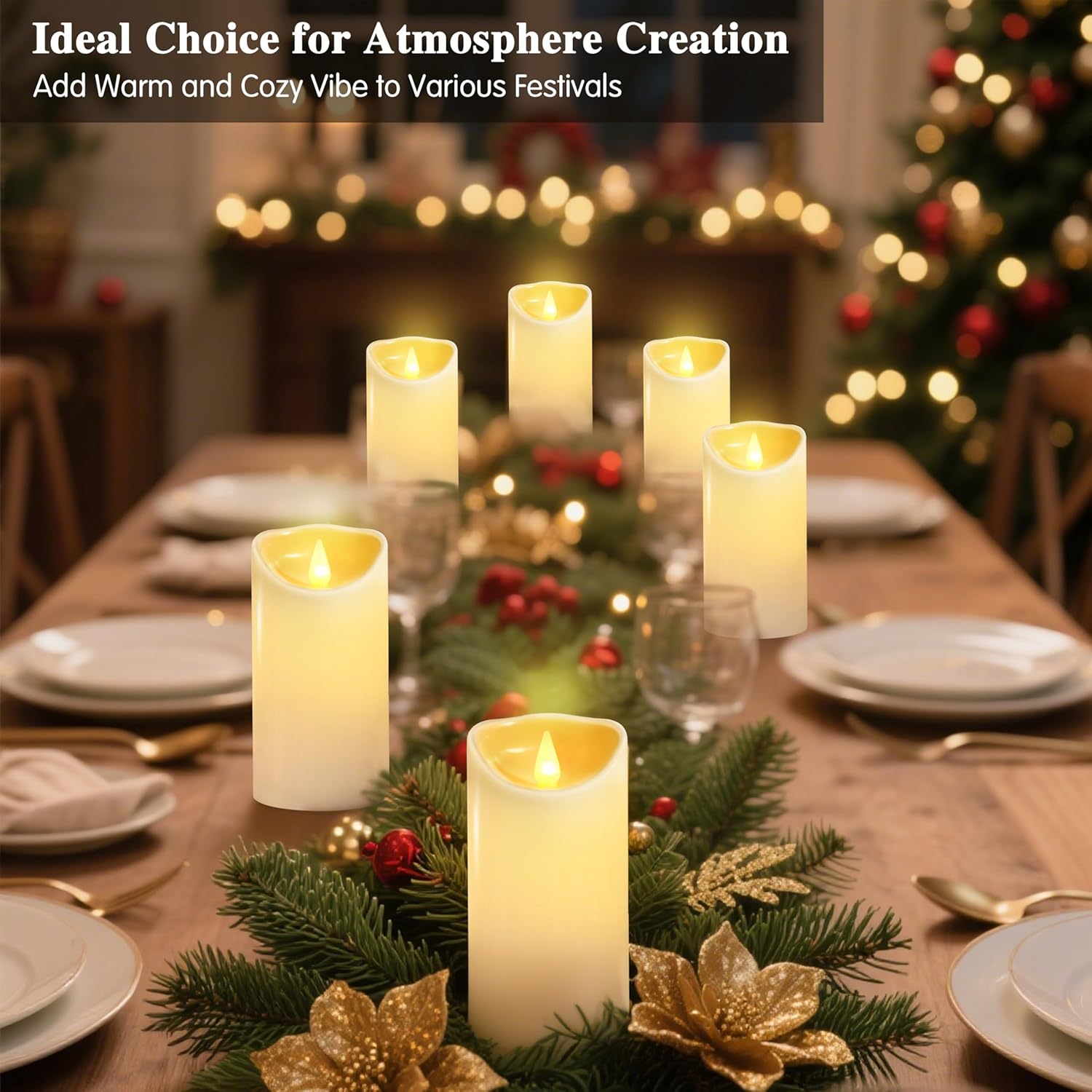 Thumbnail 6 de AuroraWave LED Candles Flameless 6x3 inches Set of 6 with Remote and Timer