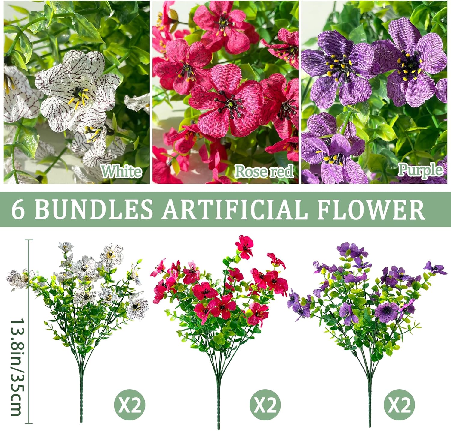 Thumbnail 1 de ROLLWAY Lot de 6 fleurs artificielles 35 cm