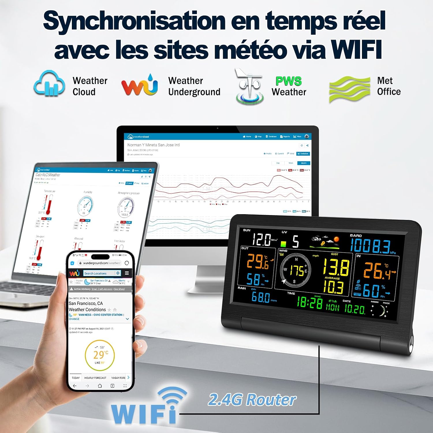 Detalle 2 de Urageuxy Station Météo Connectée 14-en-1