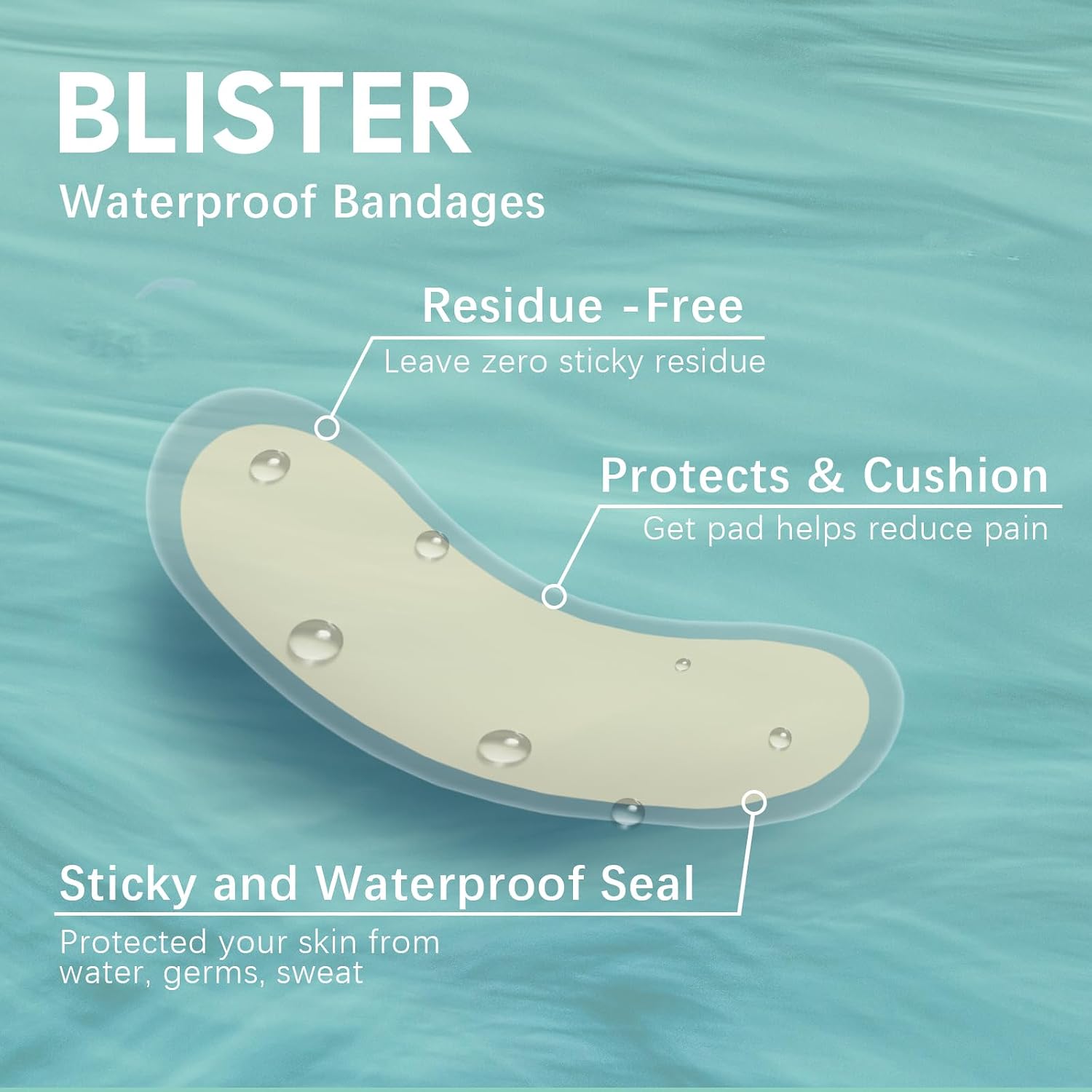 Detalle de Welnove 30 Pieces Blister Plasters for Feet — Invisible Hydrocolloid Gel Bandages