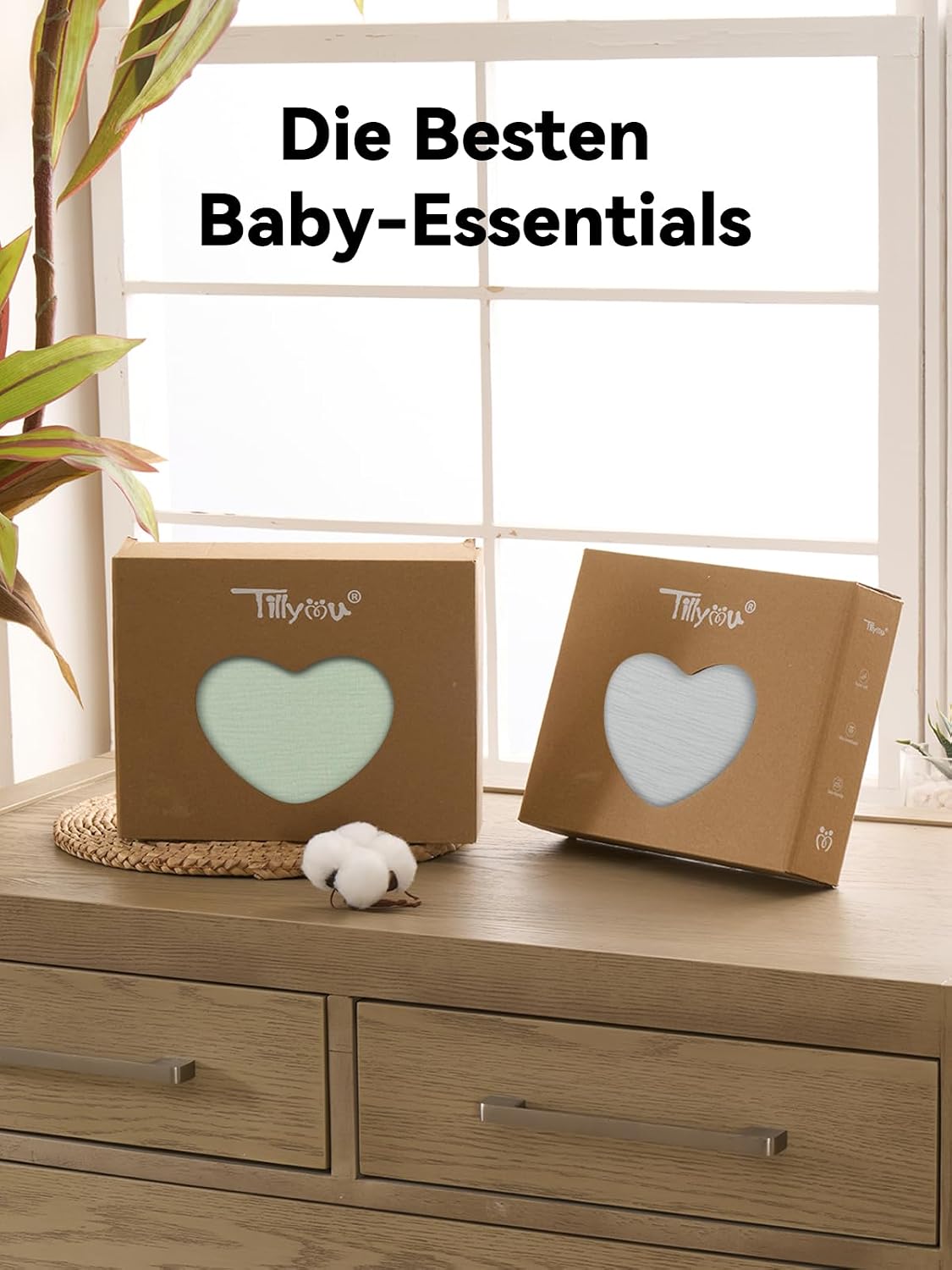 Thumbnail 5 de TILLYOU 3er Set Musselintücher Baby Pucktuch 75×100 cm – 100% Baumwolle, Graugrün