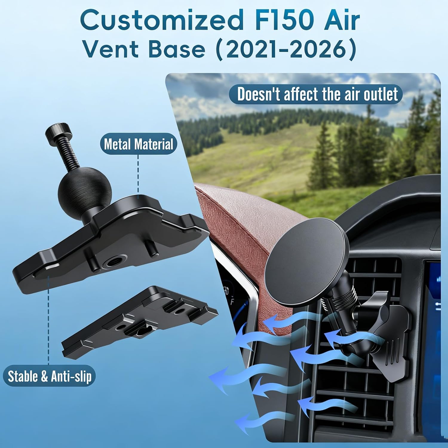 Thumbnail 2 de Car Vent Magnetic Phone Mount for Ford F-Series (2021–2026) and Super Duty