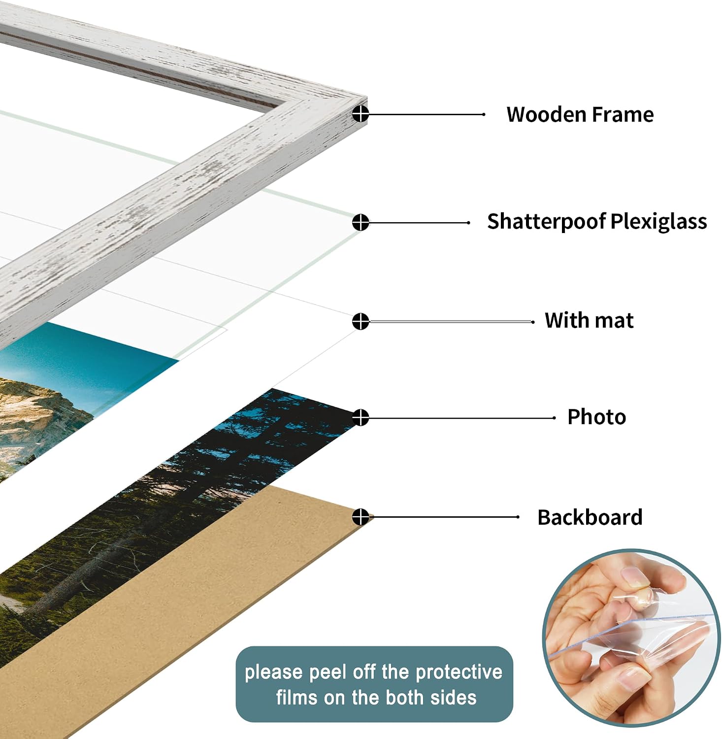 Detalle de iRahmen 14x20 Rustic Wood Picture Frame Set