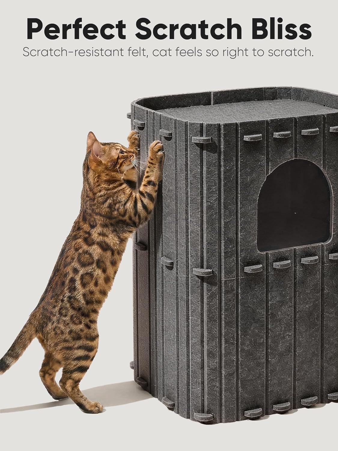 Thumbnail 2 de FUKUMARU 2-Storey Cat House for Indoor Cats (45 x 36 x 60cm), Dark Grey