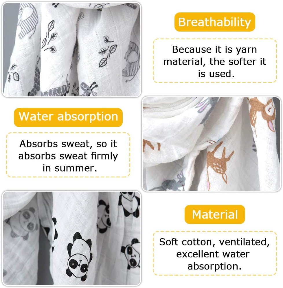 Thumbnail 3 de ALBOYI 4 Pack Baby Muslin Washcloths (Cotton Gauze) – Large Square Towels for Newborns